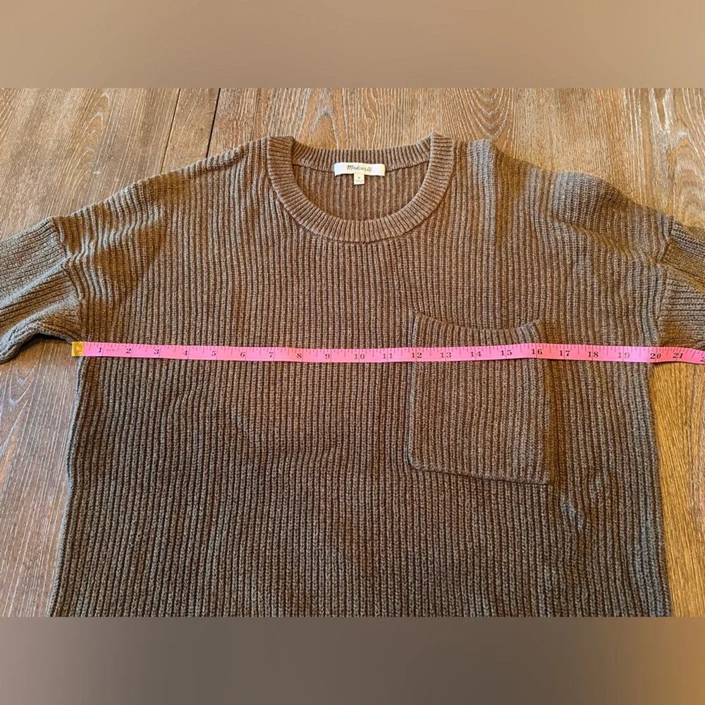 Madewell Thompson Pocket Pullover Sweater Heather Elm Green Size Medium - Picture 7 of 10